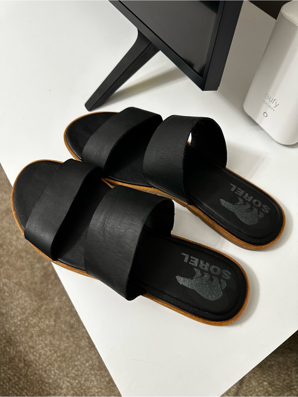 Sorel Black Double-Strap Sandals size 8
